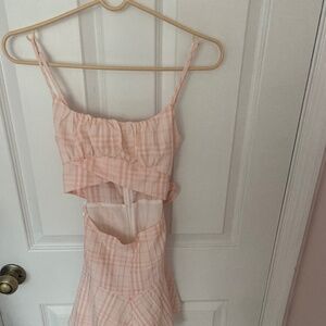 Pink and white gingham dress/romper women’s garden party/sorority rush/graduatio